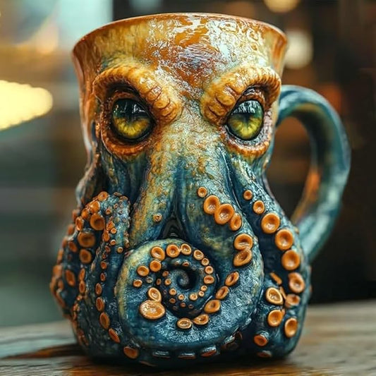 Cthulhu-Inspired Pirate Tankard, 3D Octopus/Kraken Design Beer Mug for Bar Restaurant Home, Dragon Collector Themed Party Decoration Drinkware Gift for Men,Medieval Pirate Beer Cup