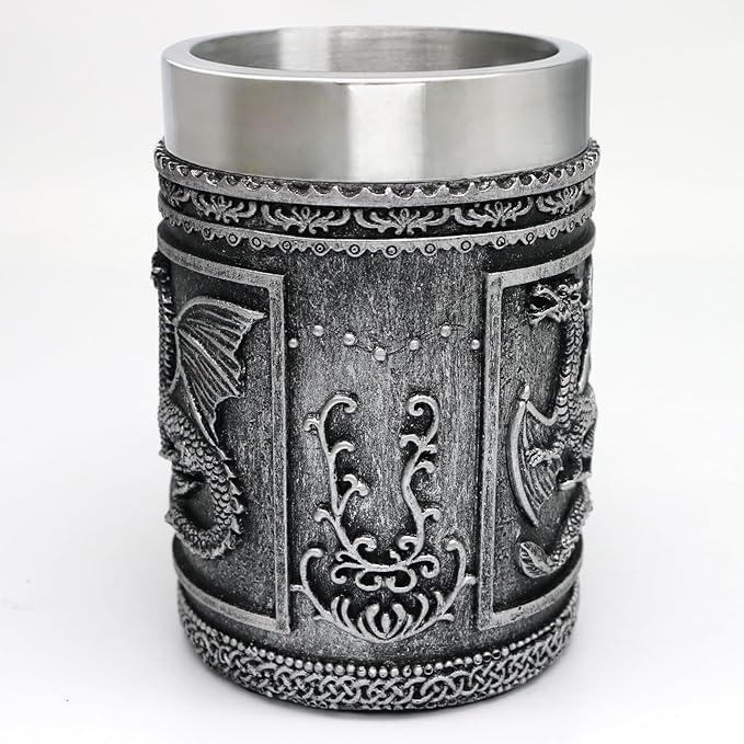 alikiki Dungeons and Dragons Coffee Mug Large - GOT D&D Gaming Beer Mugs Gifts for Men - 21oz Stainless Steel Drinking Tankard Coffee Cup Dragon Gift for Lovers Collector Party Decoration